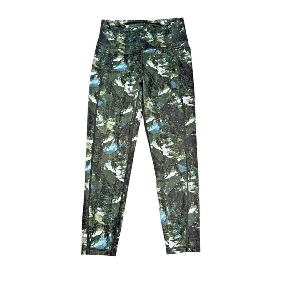 Sweaty Betty Super Sculpt Leggings M Green Camo 7/8 High Waisted Compression